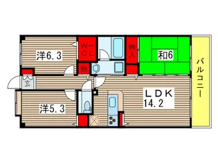 アインズコ-ト稲毛小中台プライムコ-ト【2階】の間取り