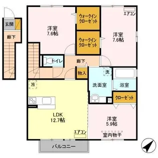 ヴィラージュ学園 A【2階】の間取り