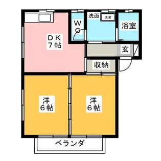 ハマノハイツB【1階】の間取り
