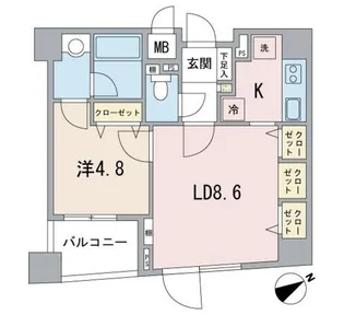 リシェ大井【8階】の間取り