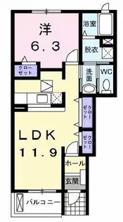 ヴァンシエルスクエア【1階】の間取り