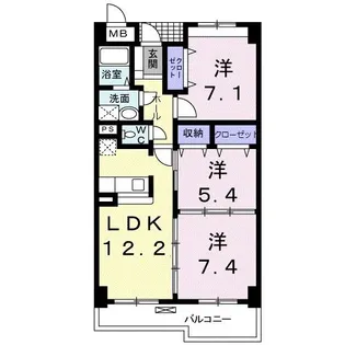 あかやま弐番館【1階】の間取り