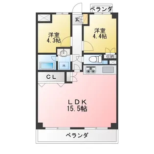 杁中スカイタウンB棟【3階】の間取り