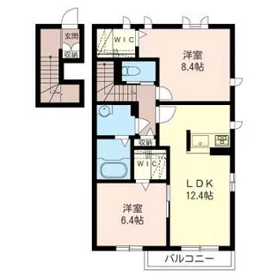 タイムフォースクエアB【2階】の間取り
