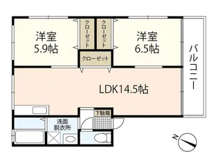 レトア上平良B棟【2階】の間取り