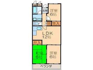 高槻ガーデンヒルズ【3階】の間取り