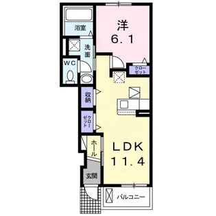 エレガンス岩堀【1階】の間取り