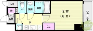 レジュールアッシュ神戸ハーバーランド【2階】の間取り