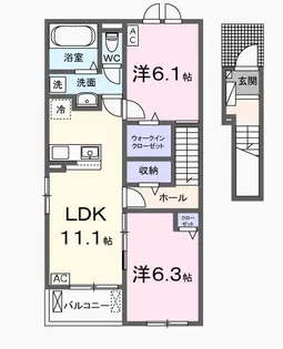 カーサ Nagomi B【2階】の間取り