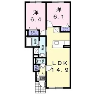 エレガンス・フルール【1階】の間取り