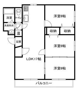 名寄市西10条南10丁目3LDKマンション2階【2階】の間取り