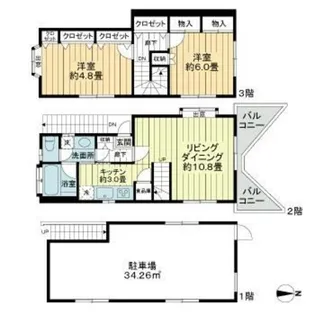 東京都中野区沼袋2【一戸建】の間取り