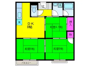 ハイツヤマモトD棟【2階】の間取り