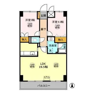 グランディス新八柱【2階】の間取り