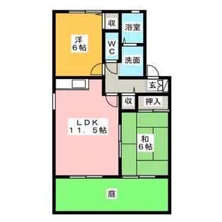 メゾン落合B棟【1階】の間取り