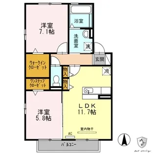 セジュール 緑ヶ丘【2階】の間取り