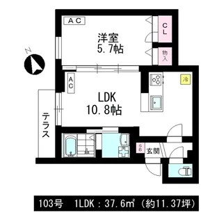 Asset Court立川富士見B棟【1階】の間取り