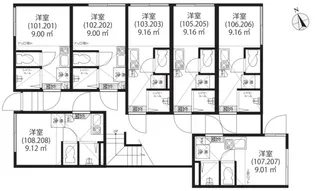 エムズコート深沢 207【2階】の間取り