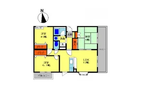ラフィネ栗平【1階】の間取り