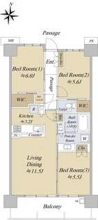 シティテラス小金井公園 A棟【6階】の間取り