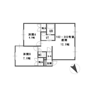 ルミエール北郷J【1階】の間取り