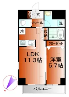 ドゥーエアルコバレーノ中央【6階】の間取り
