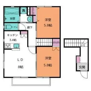 カサロサ ペット(犬・猫)【2階】の間取り