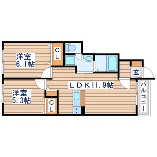カーサ・フルール【1階】の間取り