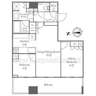 WORLD TOWER RESIDENCE(ワールドタワーレジデンス)【25階】の間取り