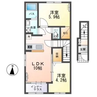 仮)水戸市堀町新築アパート【2階】の間取り