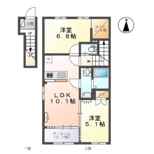 富山市黒崎新築アパート【2階】の間取り