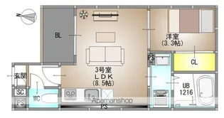 REGALEST 法界院 仮称)REGALEST 北方4【3階】の間取り