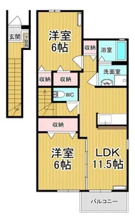カーサ・アルドーレB【2階】の間取り