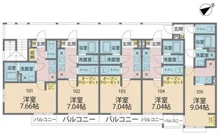 カインドネス矢部【1階】の間取り