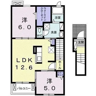 ベルフォーレ湯野B【2階】の間取り