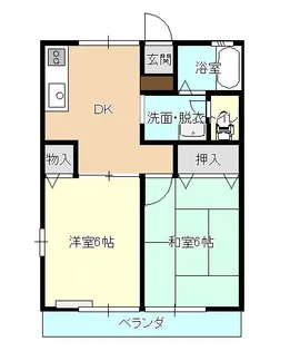 高砂ハイツ【2階】の間取り