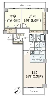 月島リバーハウス B棟【10階】の間取り