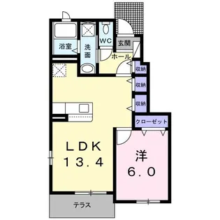 クレメントパークD【1階】の間取り
