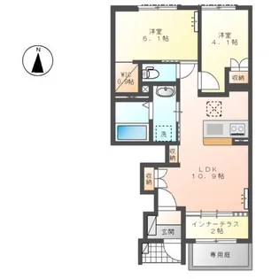 仮)深谷市国済寺スターテラスII【1階】の間取り