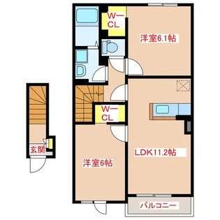ベラ・ルーチェ宮崎 B【2階】の間取り
