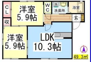 アルカディアB【1階】の間取り
