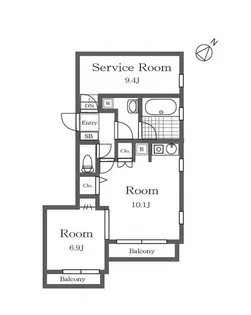 バティール喜多見【3階】の間取り