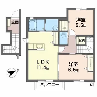 グレイスコートB【2階】の間取り