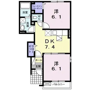 ヴォーヌング オオダC【1階】の間取り