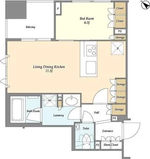 ドゥーエ月島II【11階】の間取り