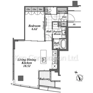 スカイハウス浜離宮【19階】の間取り
