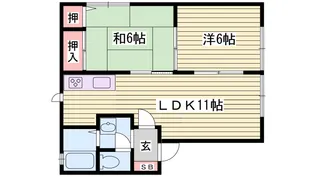ディアス北新在家A棟【1階】の間取り