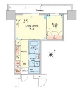 RJRプレシア大橋駅前【5階】の間取り