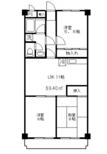 グリーンヒル中台【3階】の間取り