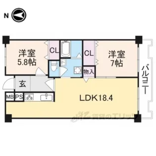 グランドパレス学園前【5階】の間取り